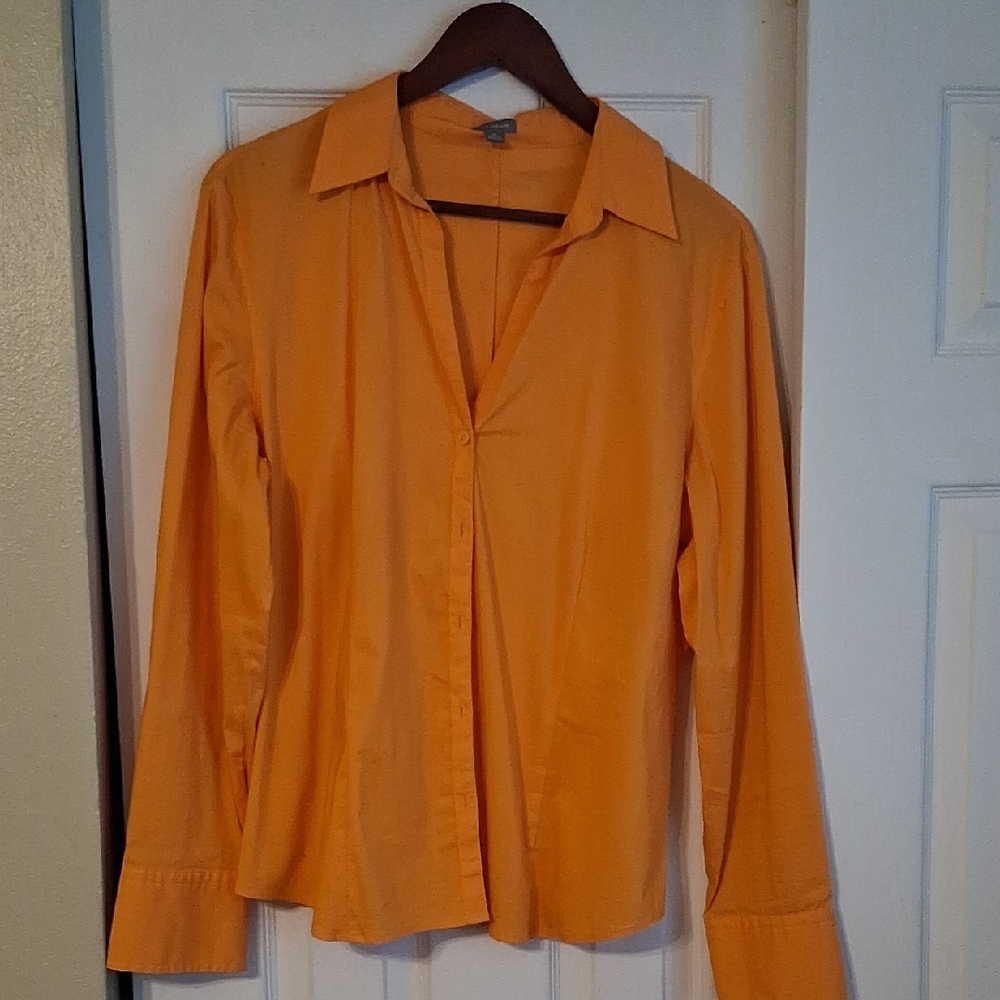 Ann Taylor Vibrant Orange Button-Down Shirt